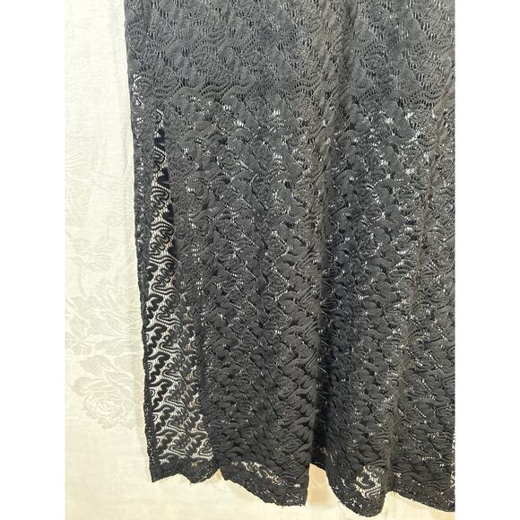 Vintage Slip Dress Medium Black Lace Sheer Maxi Witchy Goth Y2K - Picture 2 of 11